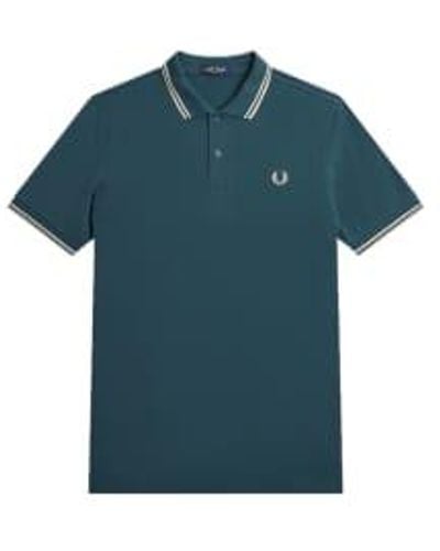 Fred Perry Slim fit twin tipped polo blue / light oyster / light oyster - Azul