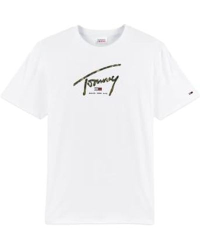 Tommy Hilfiger Tommy jeans jeans escrita la camiseta lineal blanca - Blanco