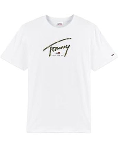 Tommy Hilfiger Tommy jeans à main écrite t-shirt linéaire blanc