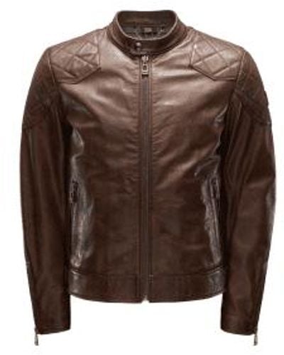 Belstaff Outlaw Jacket Hand Waxed Leather Saddle - Marrone