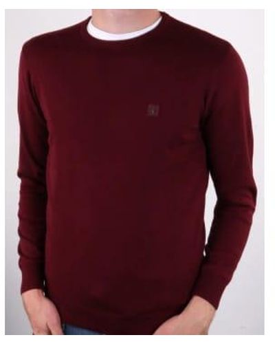 Gabicci Cole Port Burgundy Knitted Crew-neck Sweater L - Red