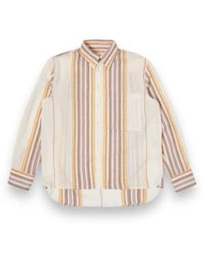 Universal Works Camisa Bolsillos Cuadrados 30261 Mala Stripe Crudo - Neutro