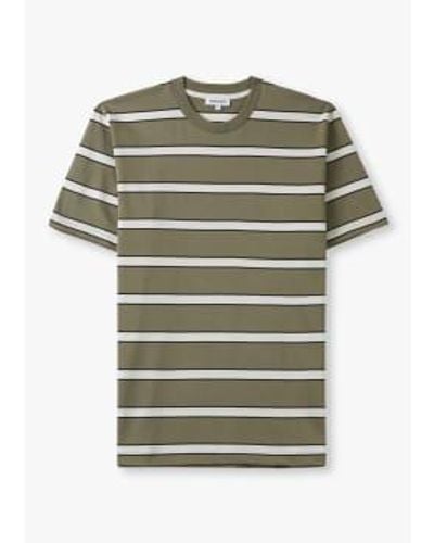 Norse Projects Mens Johannes Organic Stripe T Shirt In Clay - Verde
