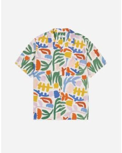 Olow Mehrfarbiger Aloha -Gartenhemd - Weiß