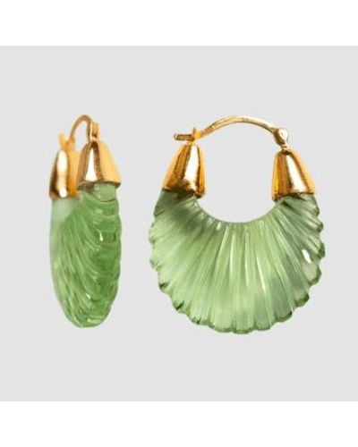 Shyla Ettienne Ridged Earrings Plated / Champagne - Green