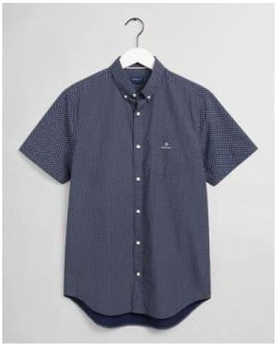 GANT Classic Regular Fit Short Sleeves Micro Dot Shirt - Blue