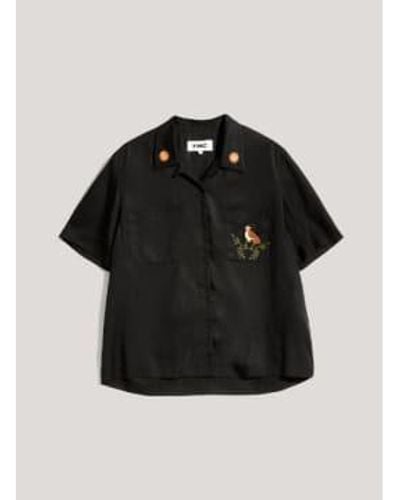 YMC Vegas Embroidered Short Sleeve Shirt Bkack Xs - Black