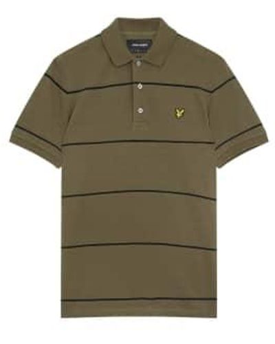 Lyle & Scott Breites Streifen-Polo-Shirt Olive - Grün