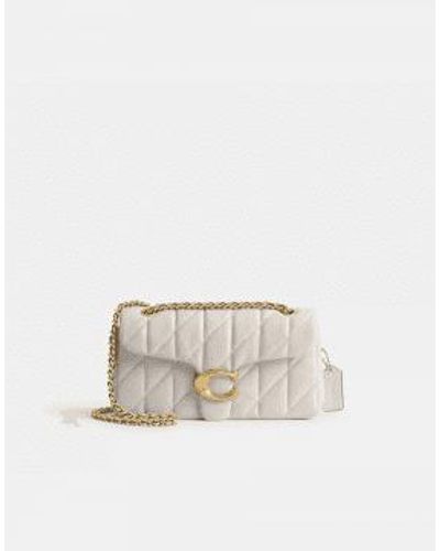 COACH Quilted Tabby Shoulder 20 Bag With Chain Size Os Col Moss Gre - Bianco