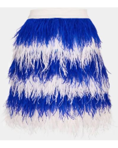 Essentiel Antwerp Mini-jupe ornée plumes bleues et blanches