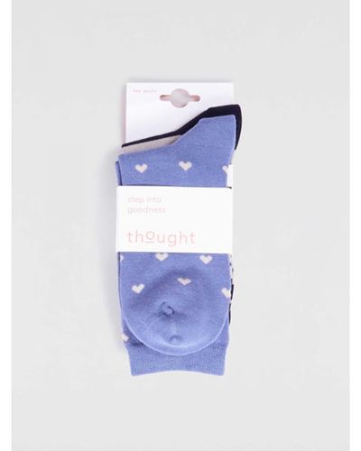 Thought Multi Sbw6707 Evie Bamboo Heart Pack Of Socks - Blue