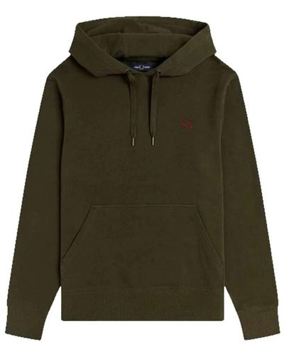 Fred Perry Embroired Logo Hoodie Green - Verde