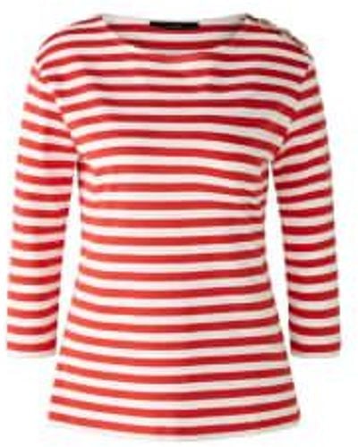 Ouí Striped Long Sleeve T-shirt & White Uk 8 - Red