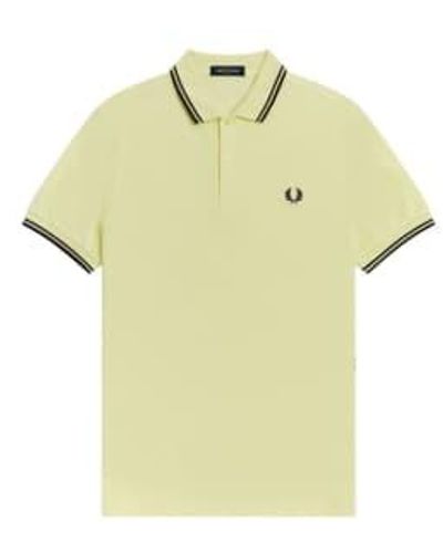 Fred Perry Slim fit twin tipped polo wax navy black - Jaune