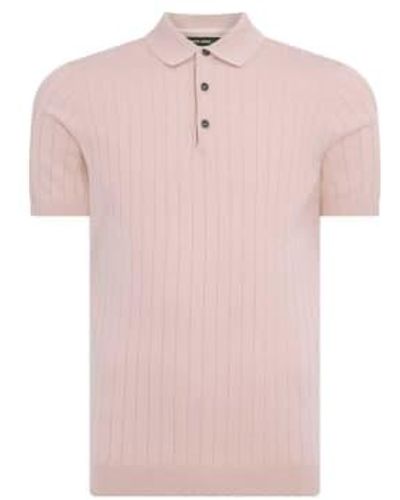 Remus Uomo Ribbed Knitted Polo M - Pink