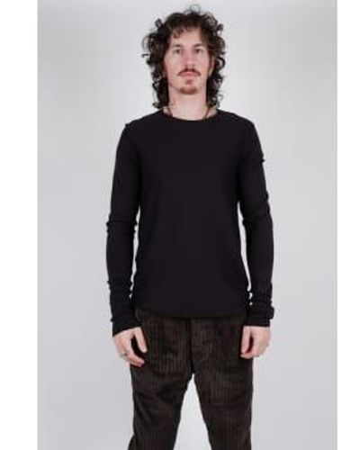 Hannes Roether T-shirt coton cru à cou brut noir - Gris
