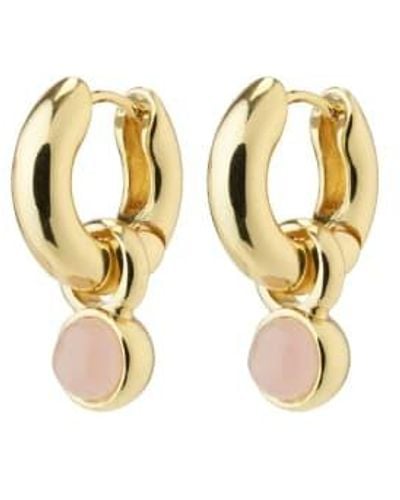 Pilgrim Evah Hoop Earrings Gold Gold/pink / Os - Metallic