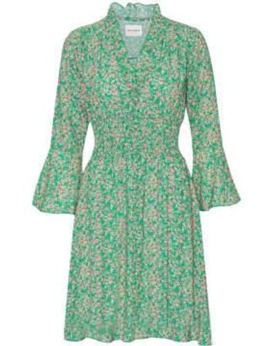 American Dreams Sally Short Dress Flower - Verde