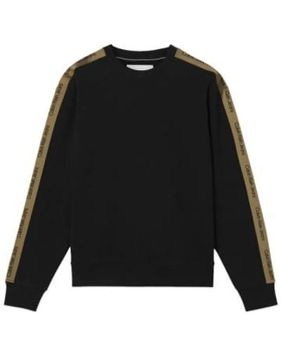 Calvin Klein Crew-sweatshirt mit kontraststreifen - Schwarz