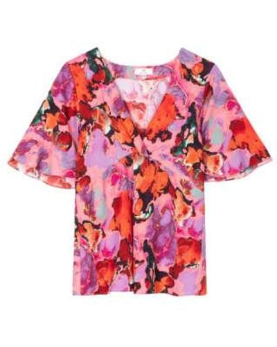 Paul Smith Marble V Neck Top - Red