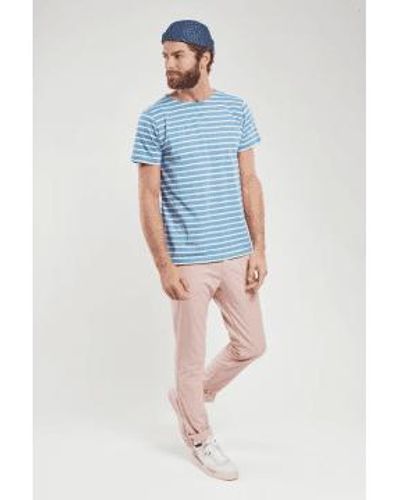 Armor Lux Pantalon Chino Coton Vieux Rose - Blu