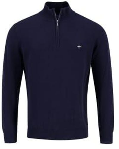 Fynch-Hatton Cotton halb zip pullover - Blau