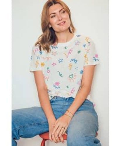 Sugarhill Maggie T Shirt Off Doodle - Bianco