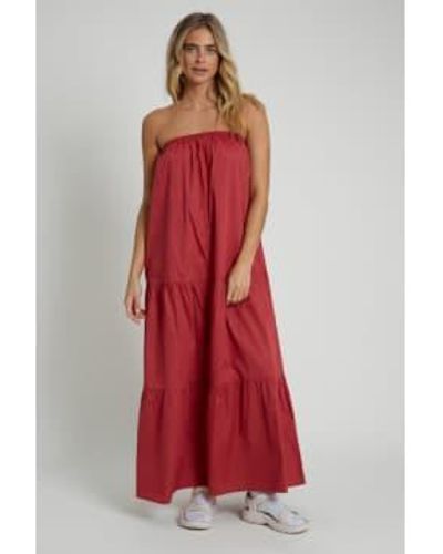 Native Youth Burgundy Bandeau Tiered Maxi Dress - Rosso