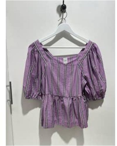 Ichi Helda Short Sleeve Blouse L - Purple