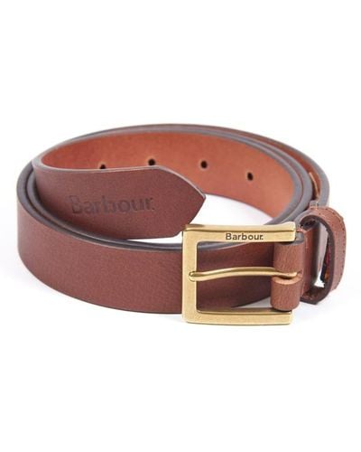 Barbour Pull Up Leather Belt Dark Tan - Brown