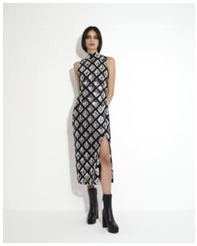 French Connection Axel Embellished Dress Silver - Bianco