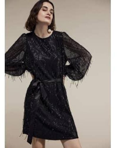 Summum Short Dress With Fringe & Sequins 38 - Black
