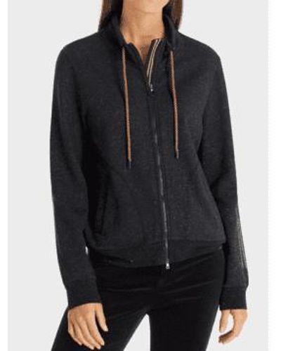 Marc Cain Zip Hoodie With Gold Trim - Black