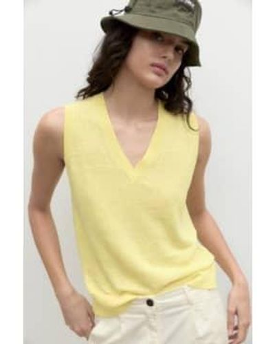 Ecoalf Palma Linen Knitted Vest Lemonade - Giallo