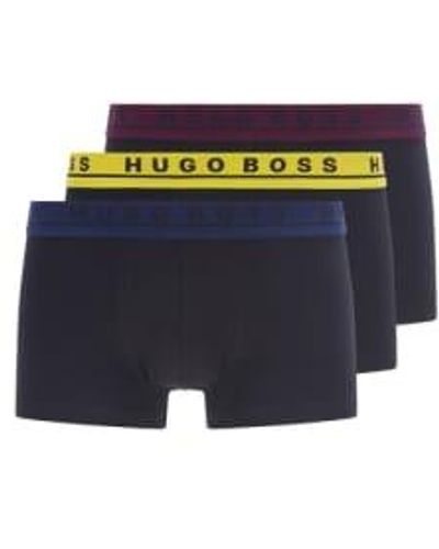 BOSS Pack Of 3 Mixed Colour Stretch Cotton Trunks - Blu