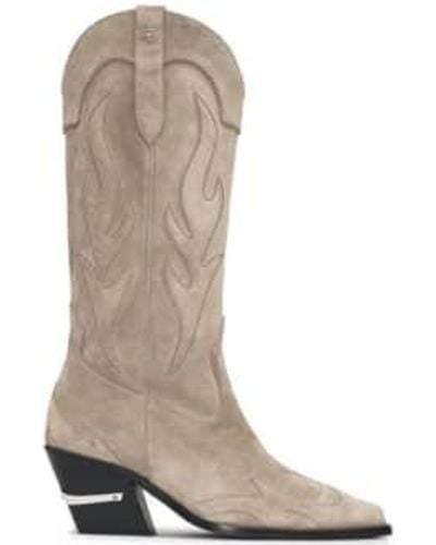Anine Bing Mid Calf Tania Boots Taupe Western - Neutro