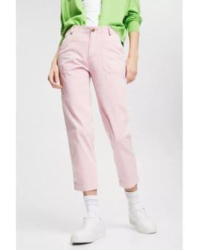 Esprit Pantalon en coton style cargo en rose