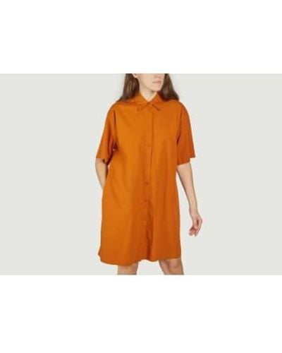 Knowledge Cotton Poplin Dress Xs - Orange