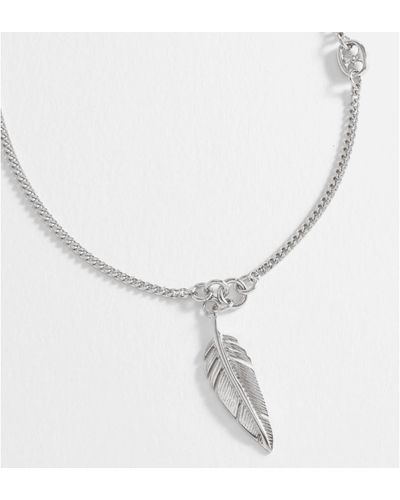 Estella Bartlett Rhodium Plated Feather Pendant Necklace - Metallizzato