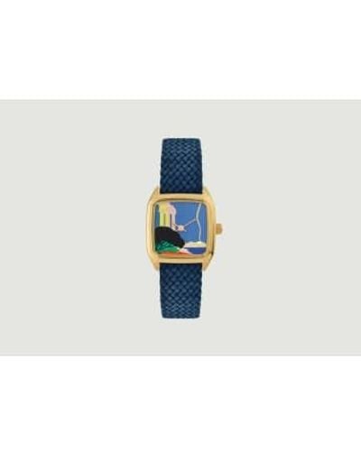 Laps Reloj Prima Olympe con papel vintage. - Azul