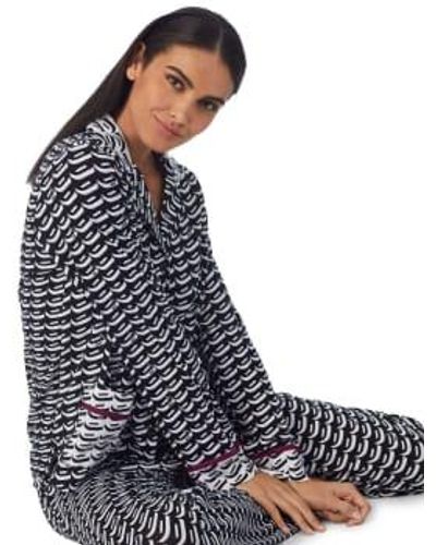 DKNY Notch Collar Pyjama In Logo - Blu