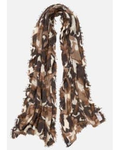 PUR SCHOEN Hand Felted Cashmere Soft Scarf Camouflage Testa Moro-stone Ii + Gift - Brown