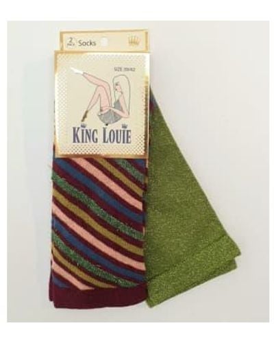 King Louie Pack Of 2 Porto Cabana Socks Size Uk 3-5 - Green
