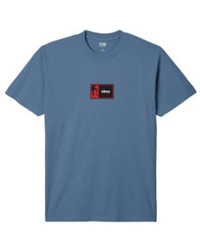 Obey T-shirt halbikon uomo pigment coronet blau