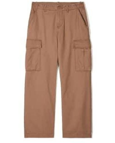 PARTIMENTO Vintage Washed Cargo Pants In Brown Medium
