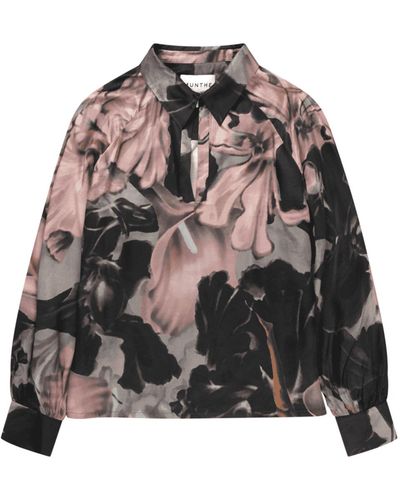 Munthe Ebona Pink Lily Print Bluse col: schwarz/ rosa multi, Größe: 14