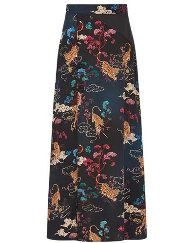 Hayley Menzies Hayley Zies Side Split Silk Maxi Skirt - Multicolour