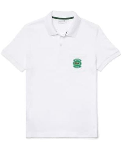 Lacoste Regular Fit Cotton Pique Pocket Polo Shirt S - White