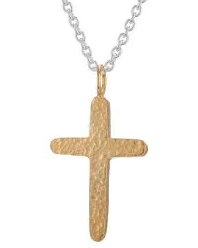 CollardManson 925 Hammered Cross Necklace Gold /gold - Metallic
