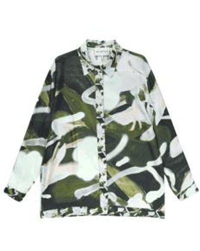 Munthe Aseia Artist Print Silk Shirt Size: 12, Col: Army 10 - Green
